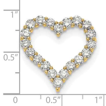 14K Gelbgold Kettenanhänger zum Aufschieben mit 2 ct. im Labor gezüchteten Diamanten VS/SI+ G+, Herzform