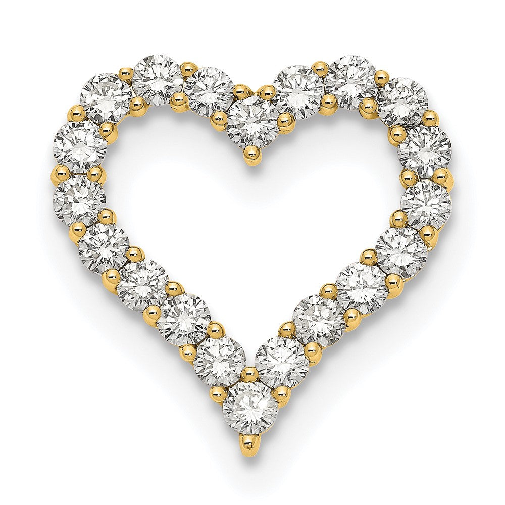 14K Gelbgold Kettenanhänger zum Aufschieben mit 2 ct. im Labor gezüchteten Diamanten VS/SI+ G+, Herzform