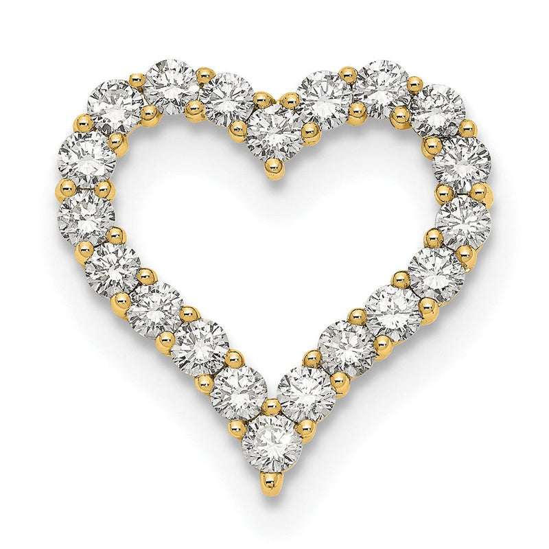 14K Gelbgold Kettenanhänger zum Aufschieben mit 2 ct. im Labor gezüchteten Diamanten VS/SI+ G+, Herzform