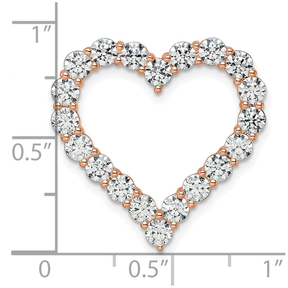 14 K Roségold Gleitanhänger mit Herz-Kette, 3 ct. im Labor gezüchteten Diamanten, VS/SI+ G+