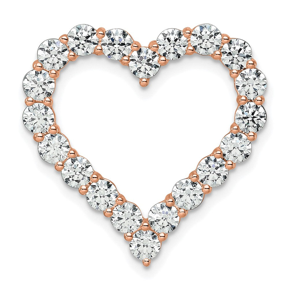 14 K Roségold Gleitanhänger mit Herz-Kette, 3 ct. im Labor gezüchteten Diamanten, VS/SI+ G+