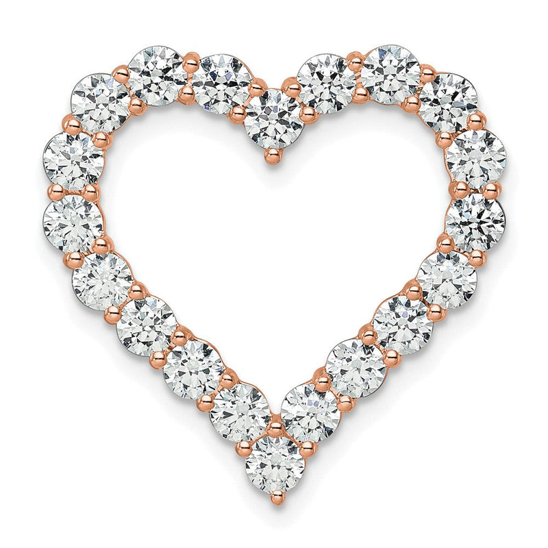 14 K Roségold Gleitanhänger mit Herz-Kette, 3 ct. im Labor gezüchteten Diamanten, VS/SI+ G+