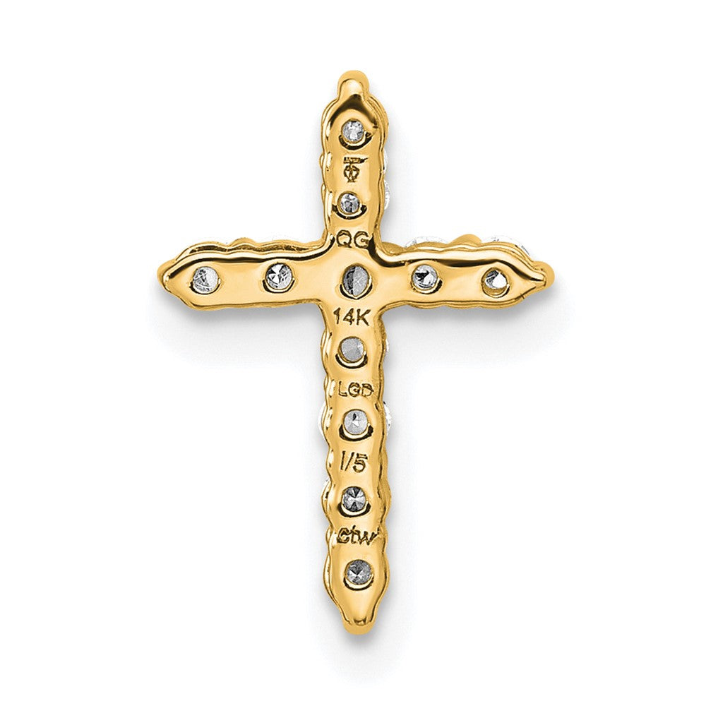 14K Gelbgold 0,25 ct. Laborgezüchteter Diamant VS/SI+ G+ Kreuz-Ketten-Gleitanhänger