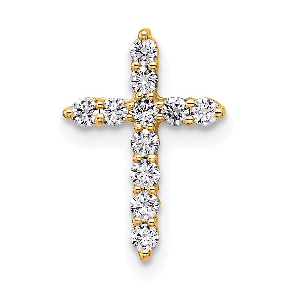 14K Gelbgold 0,25 ct. Laborgezüchteter Diamant VS/SI+ G+ Kreuz-Ketten-Gleitanhänger