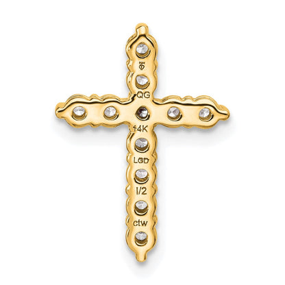 14K Gelbgold 0,5 ct. Laborgezüchteter Diamant VS/SI+ G+ Kreuz-Kettengleitanhänger