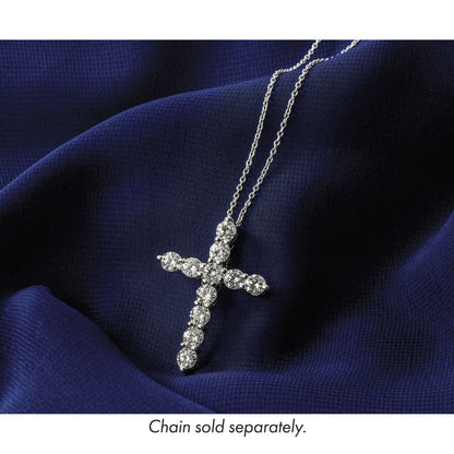 14K Weißgold Kreuz-Gleitanhänger mit 1 ct. im Labor gezüchteten Diamanten VS/SI+ G+