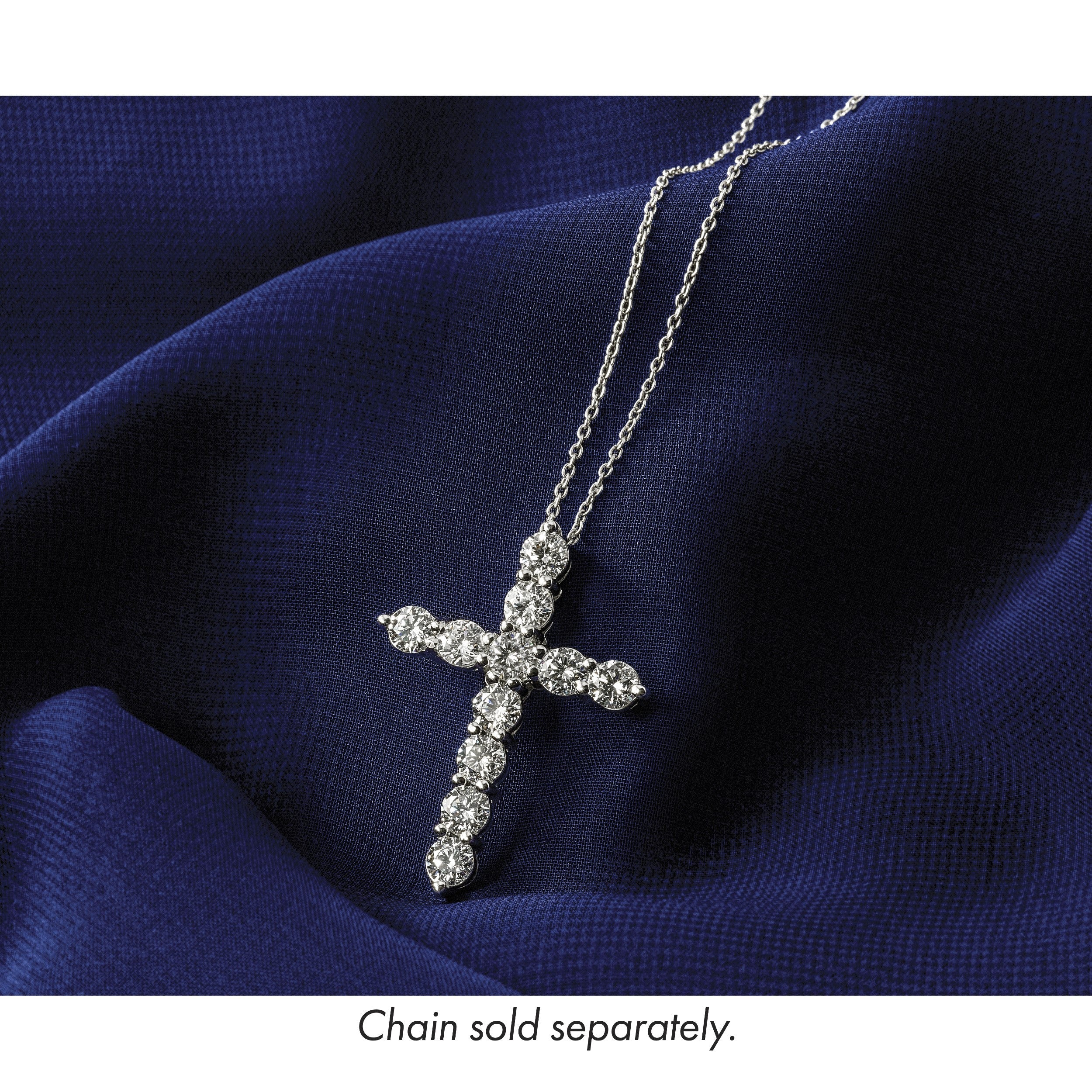 14K Weißgold Gleitanhänger „Kreuz" mit 1 Karat Labor-gezüchtetem Diamant VS+ F+ an Kette, komplett