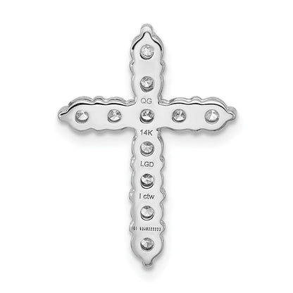 14K Weißgold Kreuz-Gleitanhänger mit 1 ct. im Labor gezüchteten Diamanten VS/SI+ G+