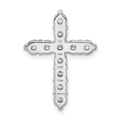 14K Weißgold Kreuzanhänger mit zertifiziertem, laborgezüchtetem Diamant VS/SI FGH