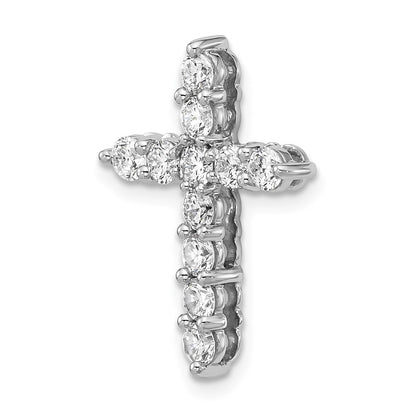 14K Weißgold Gleitanhänger „Kreuz" mit 1 Karat Labor-gezüchtetem Diamant VS+ F+ an Kette, komplett