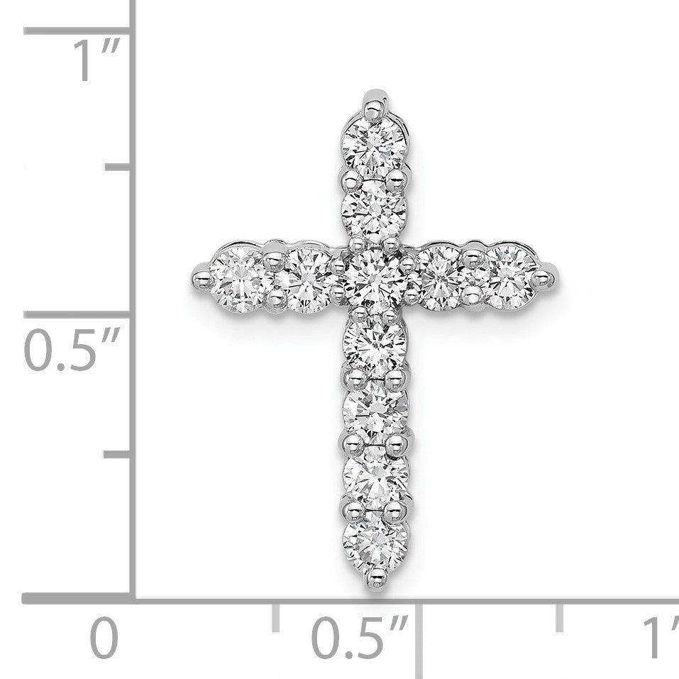 14K Weißgold Gleitanhänger „Kreuz" mit 1 Karat Labor-gezüchtetem Diamant VS+ F+ an Kette, komplett