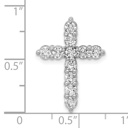 14K Weißgold Gleitanhänger „Kreuz" mit 1 Karat Labor-gezüchtetem Diamant VS+ F+ an Kette, komplett