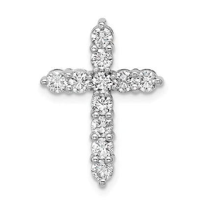 14K Weißgold Gleitanhänger „Kreuz" mit 1 Karat Labor-gezüchtetem Diamant VS+ F+ an Kette, komplett