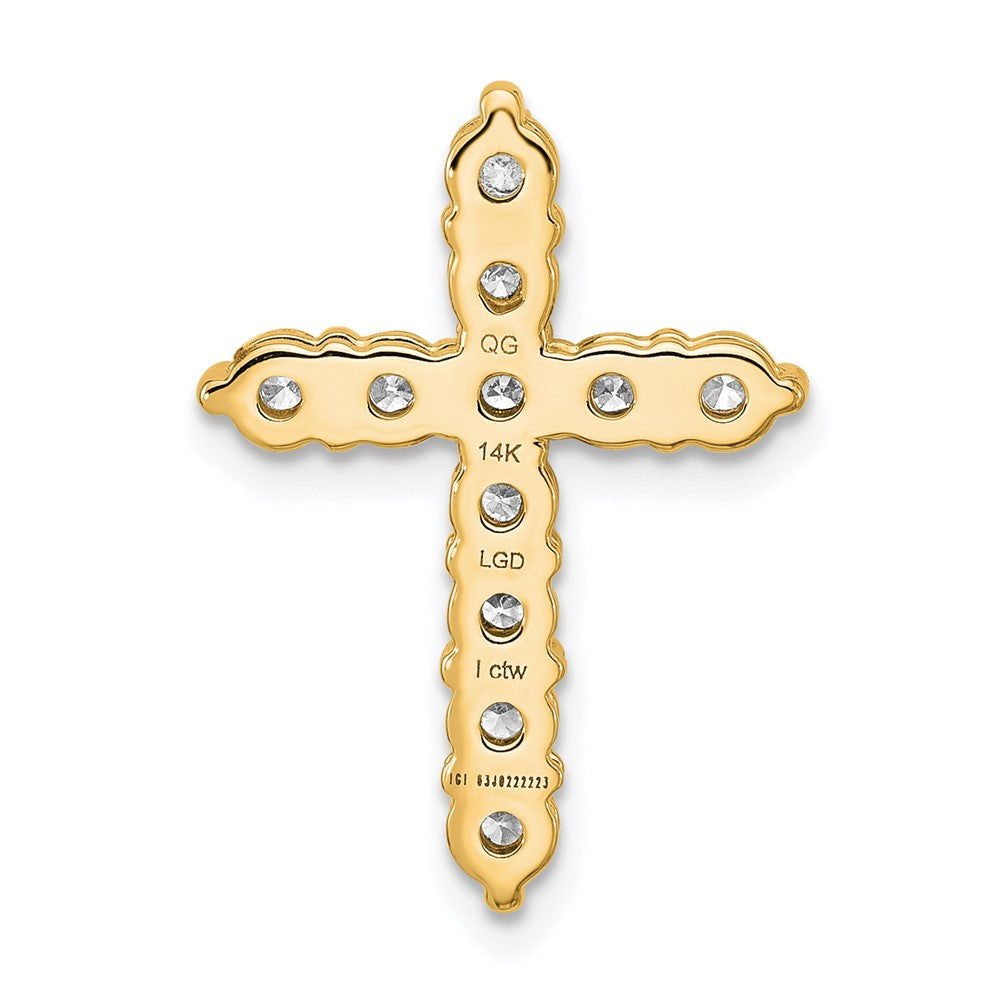 14K Gelbgold 1 ct. Laborgezüchteter Diamant VS/SI+ G+ Kreuz-Kettengleitanhänger