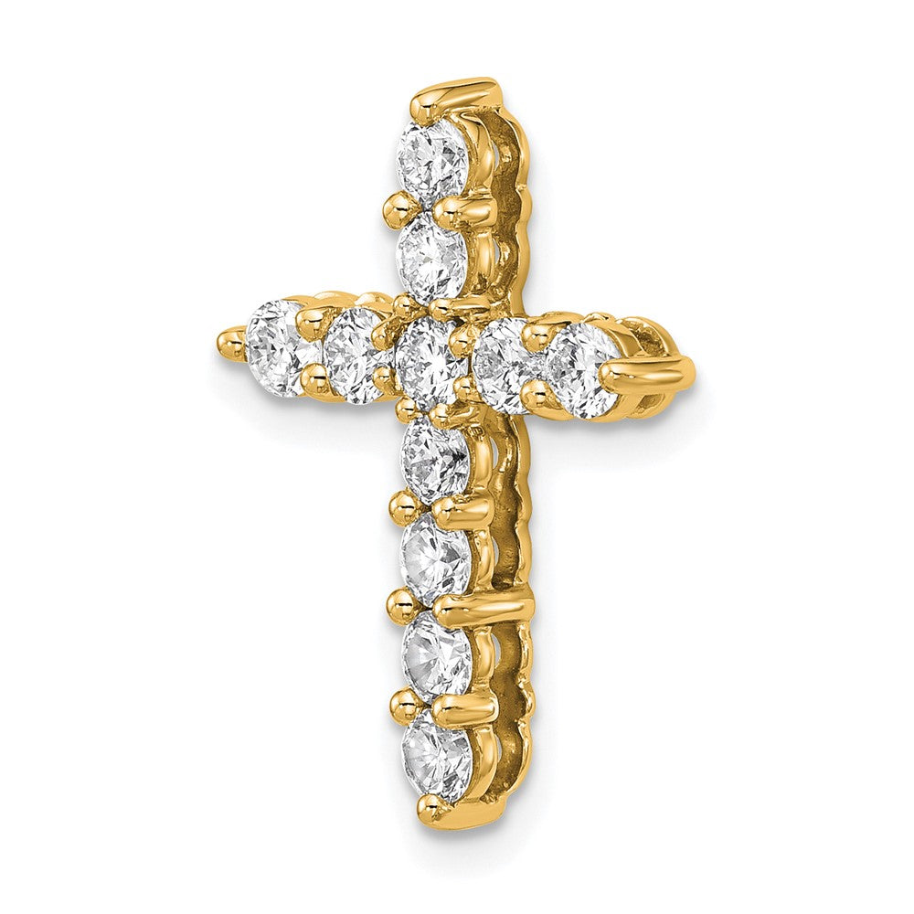 14K Gelbgold 1 ct. Laborgezüchteter Diamant VS/SI+ G+ Kreuz-Kettengleitanhänger