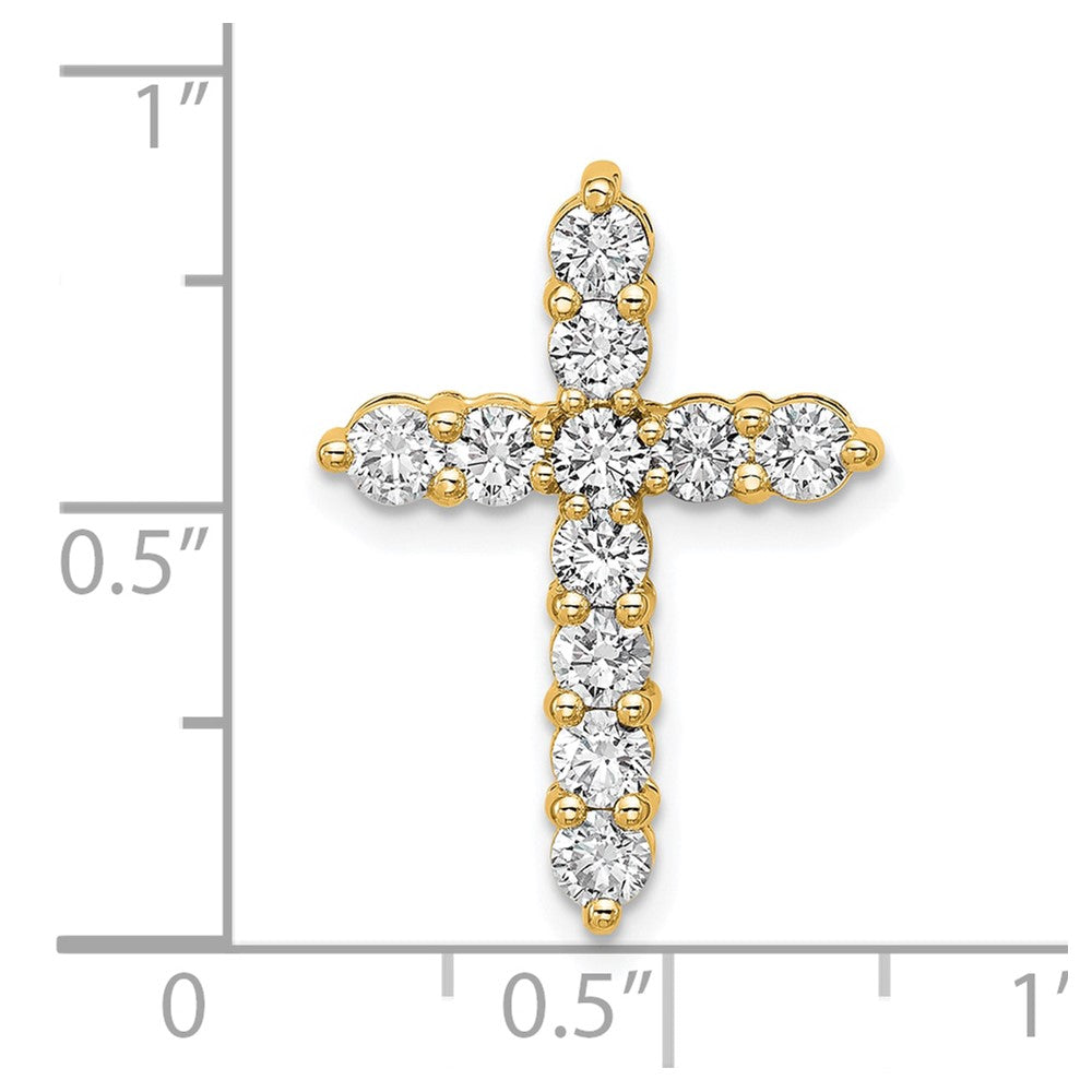 14K Gelbgold 1 ct. Laborgezüchteter Diamant VS/SI+ G+ Kreuz-Kettengleitanhänger