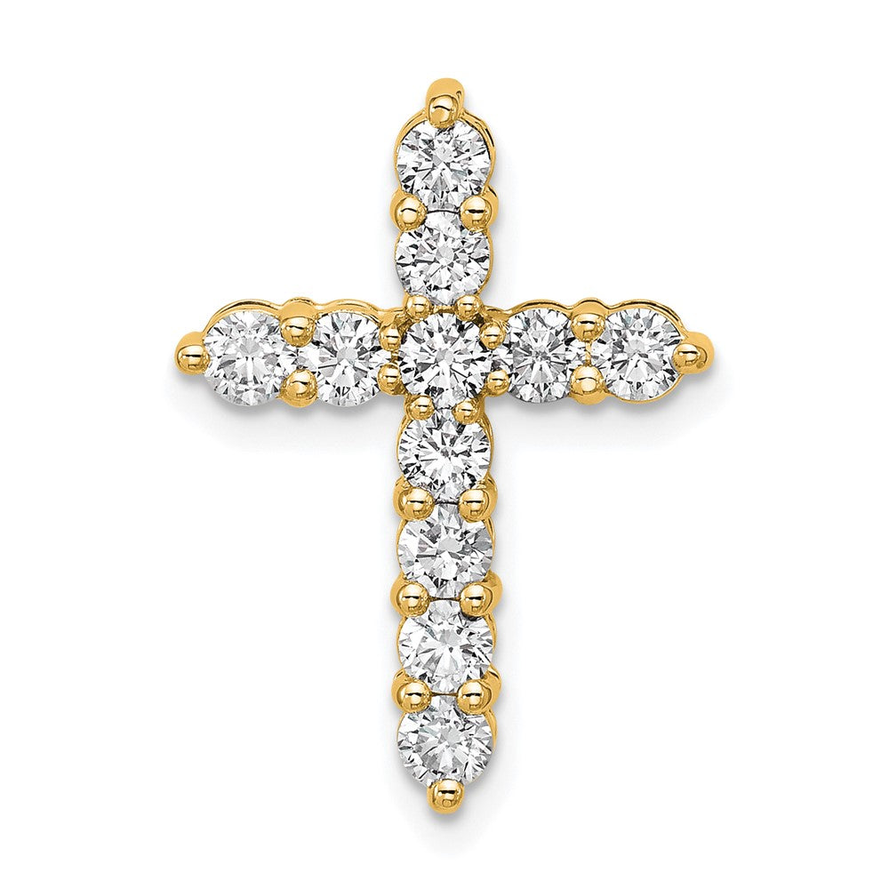 14K Gelbgold 1 ct. Laborgezüchteter Diamant VS/SI+ G+ Kreuz-Kettengleitanhänger