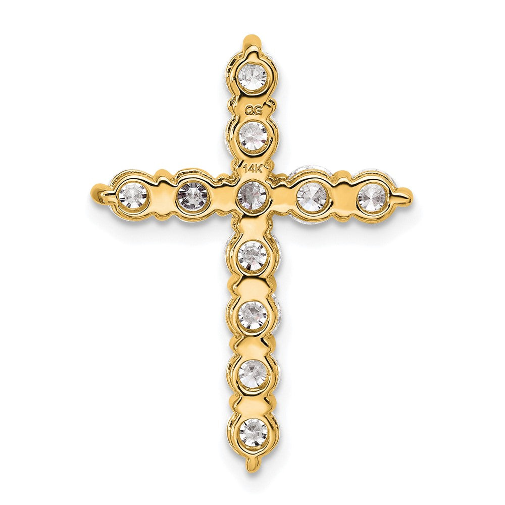 14K Gelbgold 1,5 ct. Laborgezüchteter Diamant VS/SI+ G+ Kreuz-Ketten-Gleitanhänger