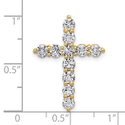 14K Gelbgold 1,5 ct. Laborgezüchteter Diamant VS/SI+ G+ Kreuz-Ketten-Gleitanhänger
