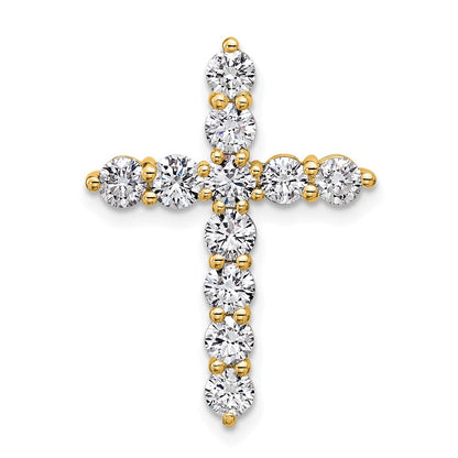 14K Gelbgold 1,5 ct. Laborgezüchteter Diamant VS/SI+ G+ Kreuz-Ketten-Gleitanhänger