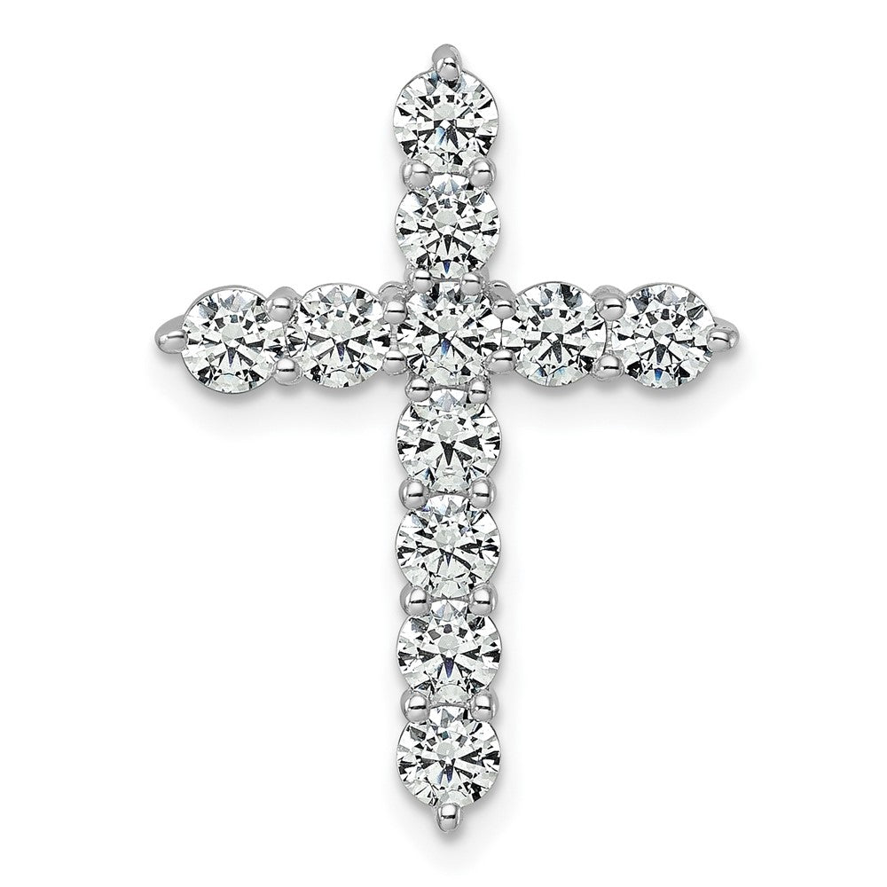 14K Weißgold Kreuz-Kettengleitanhänger mit 2 ct. im Labor gezüchteten Diamanten, VS/SI+ G+