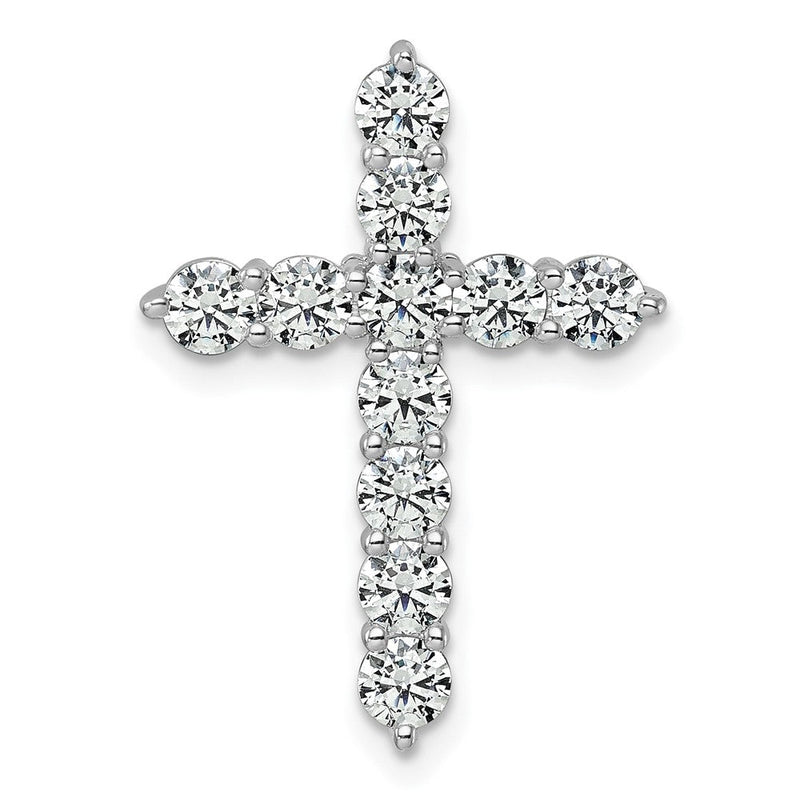 14K Weißgold Kreuz-Kettengleitanhänger mit 2 ct. im Labor gezüchteten Diamanten, VS/SI+ G+