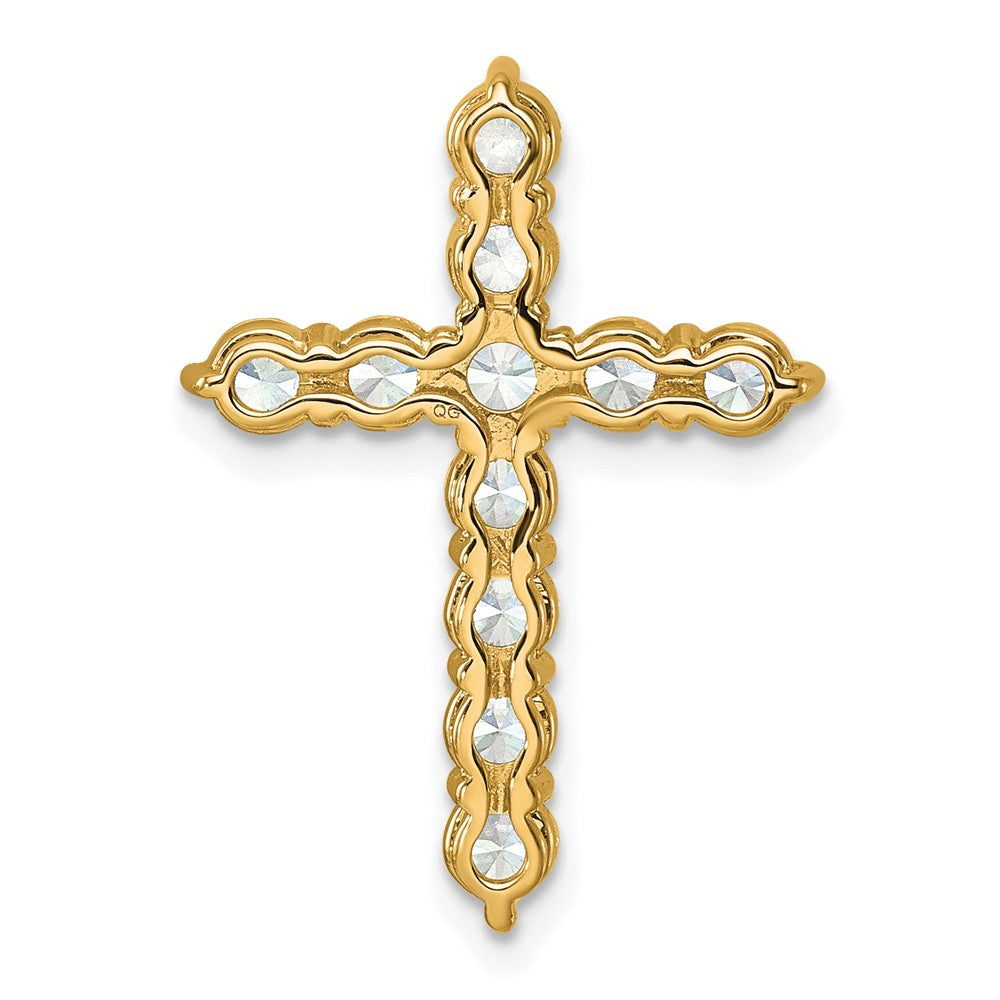 14K Gelbgold Kreuz-Gleitanhänger mit 2 ct. Labordiamanten VS/SI+ G+ an Kette