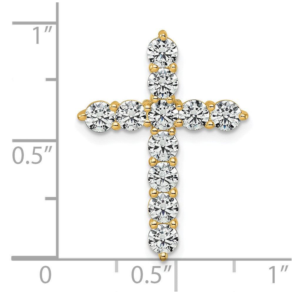 14K Gelbgold Kreuz-Gleitanhänger mit 2 ct. Labordiamanten VS/SI+ G+ an Kette