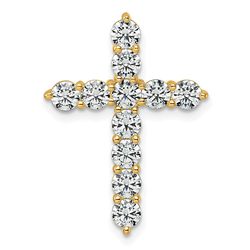 14K Gelbgold Kreuz-Gleitanhänger mit 2 ct. Labordiamanten VS/SI+ G+ an Kette