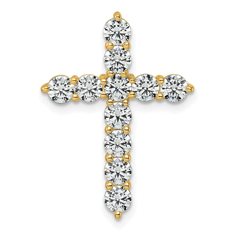 14K Gelbgold Kreuz-Gleitanhänger mit 2 ct. Labordiamanten VS/SI+ G+ an Kette