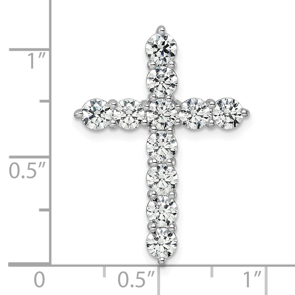 14K Weißgold Kreuz-Gleitanhänger mit 3 ct. im Labor gezüchteten Diamanten VS/SI+ G+ an Kette