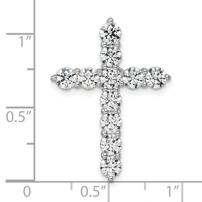14K Weißgold Kreuz-Gleitanhänger mit 3 ct. im Labor gezüchteten Diamanten VS/SI+ G+ an Kette