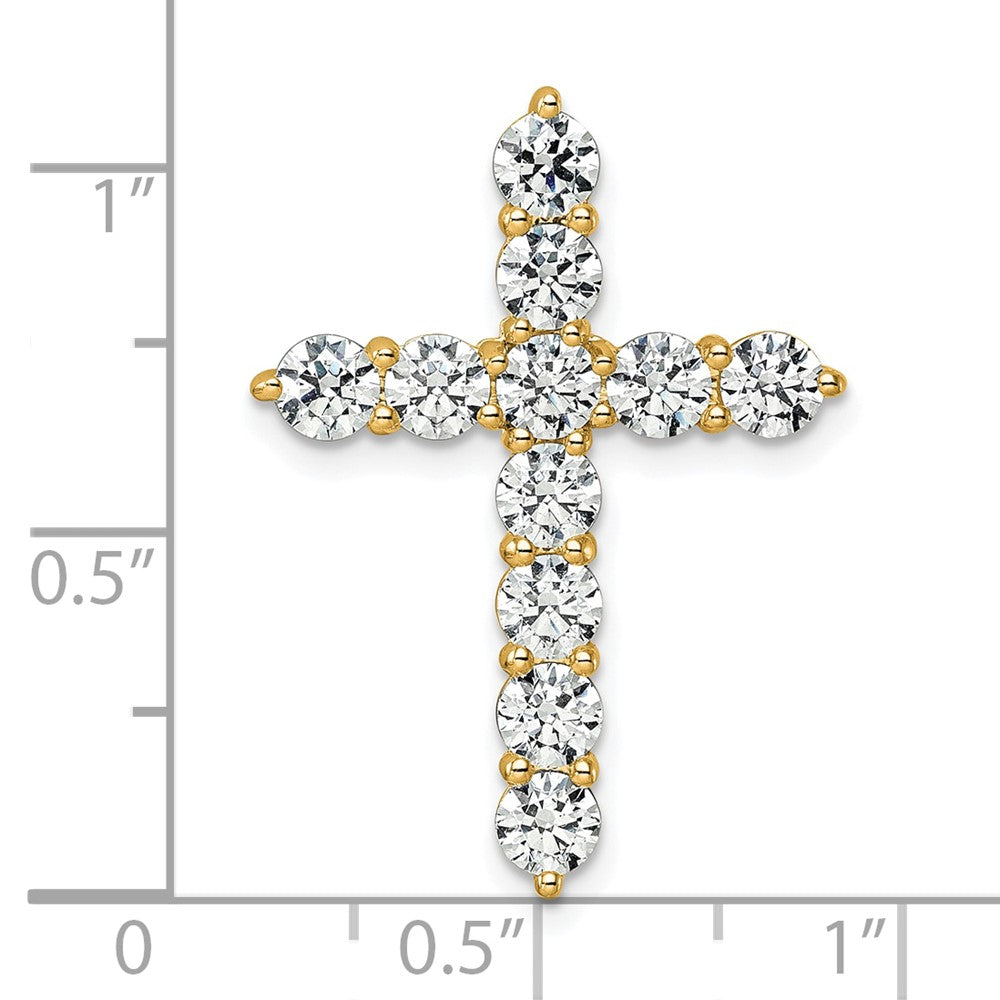 14K Gelbgold 3 ct. Laborgezüchteter Diamant VS/SI+ G+ Kreuzketten-Gleitanhänger