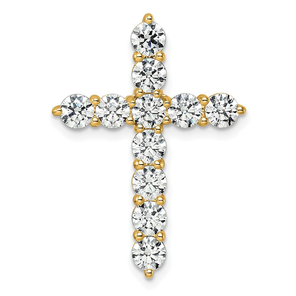 14K Gelbgold 3 ct. Laborgezüchteter Diamant VS/SI+ G+ Kreuzketten-Gleitanhänger