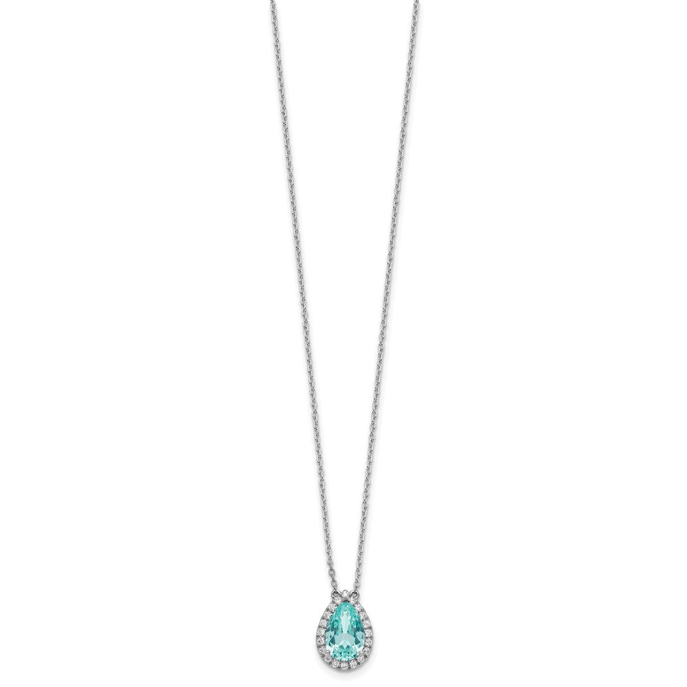 Pure Serenity 14K Weißgold Halskette mit 0,25 ct. im Labor gezüchtetem Diamant VS/SI+ G+ und im Labor gezüchtetem Paraiba-Turmalin, ovaler Halo-Anhänger, 45 cm