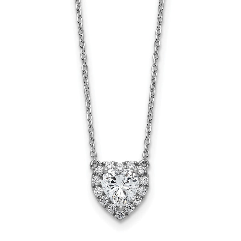 14K Weißgold 1 1/5 Ct. Im Labor Gezüchtet Diamant Vs/si+ G+ 18 Zoll Heiligenschein Herz Halskette