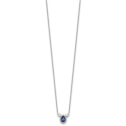 14K Weißgold 1/2 Ct. Im Labor Gezüchtet Diamant Vs/si+ G+ und Erzeugt Saphir Dreistein 16 Zoll Halskette