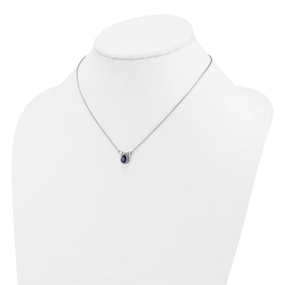 14K Weißgold 1/2 Ct. Im Labor Gezüchtet Diamant Vs/si+ G+ und Erzeugt Saphir Dreistein 16 Zoll Halskette