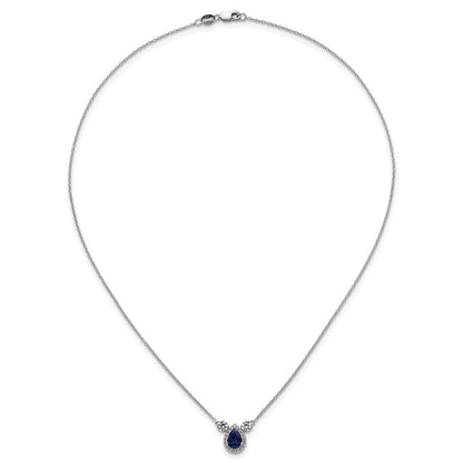 14K Weißgold 1/2 Ct. Im Labor Gezüchtet Diamant Vs/si+ G+ und Erzeugt Saphir Dreistein 16 Zoll Halskette