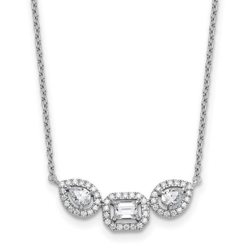 14K Weißgold 3/4 Ct. Im Labor Gezüchtet Diamant Vs/si+ G+ 18 Zoll Dreistein Halskette