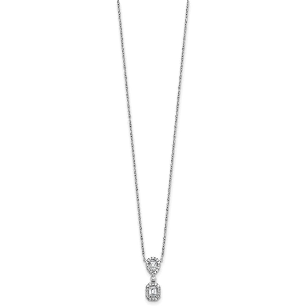 14K Weißgold 1/2 Ct. Im Labor Gezüchtet Diamant Vs/si+ G+ 18 Zoll Zwei Stein Heiligenschein Halskette