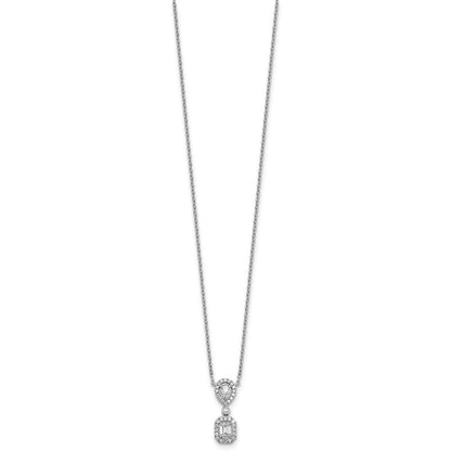14K Weißgold 1/2 Ct. Im Labor Gezüchtet Diamant Vs/si+ G+ 18 Zoll Zwei Stein Heiligenschein Halskette