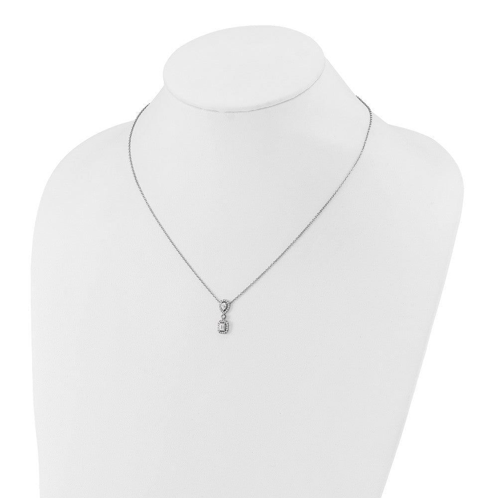 14K Weißgold 1/2 Ct. Im Labor Gezüchtet Diamant Vs/si+ G+ 18 Zoll Zwei Stein Heiligenschein Halskette