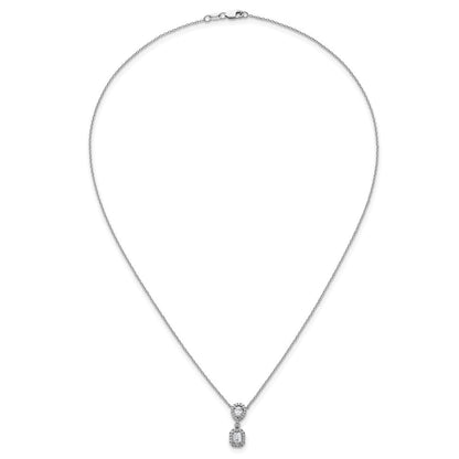 14K Weißgold 1/2 Ct. Im Labor Gezüchtet Diamant Vs/si+ G+ 18 Zoll Zwei Stein Heiligenschein Halskette