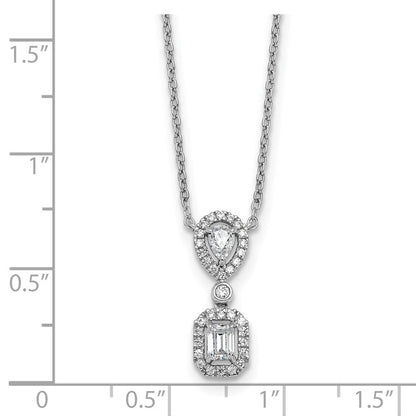 14K Weißgold 1/2 Ct. Im Labor Gezüchtet Diamant Vs/si+ G+ 18 Zoll Zwei Stein Heiligenschein Halskette