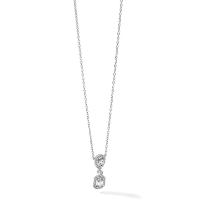 14K Weißgold 1/2 Ct. Im Labor Gezüchtet Diamant Vs/si+ G+ 18 Zoll Zwei Stein Heiligenschein Halskette
