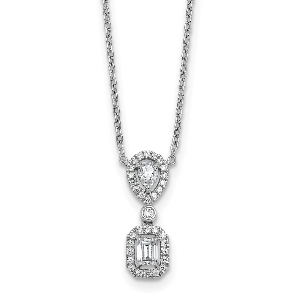 14K Weißgold 1/2 Ct. Im Labor Gezüchtet Diamant Vs/si+ G+ 18 Zoll Zwei Stein Heiligenschein Halskette