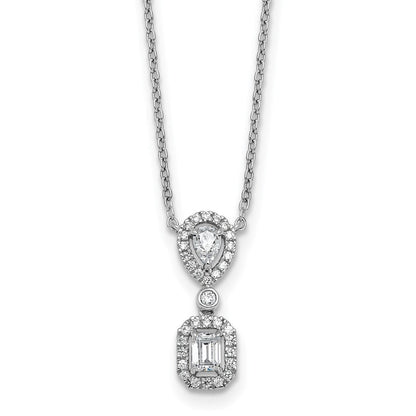 14K Weißgold 1/2 Ct. Im Labor Gezüchtet Diamant Vs/si+ G+ 18 Zoll Zwei Stein Heiligenschein Halskette