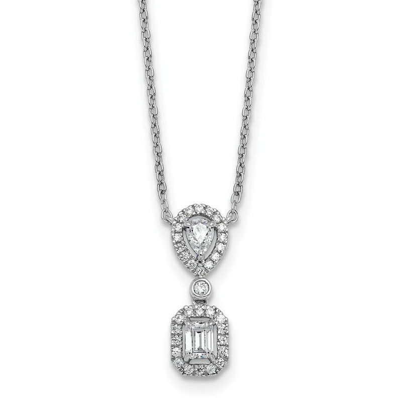 14K Weißgold 1/2 Ct. Im Labor Gezüchtet Diamant Vs/si+ G+ 18 Zoll Zwei Stein Heiligenschein Halskette