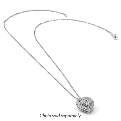 14K Gelbgold Weißer 0,875 ct. Laborgezüchteter Diamant VS/SI+ G+ Halo Herz Kettengleitanhänger